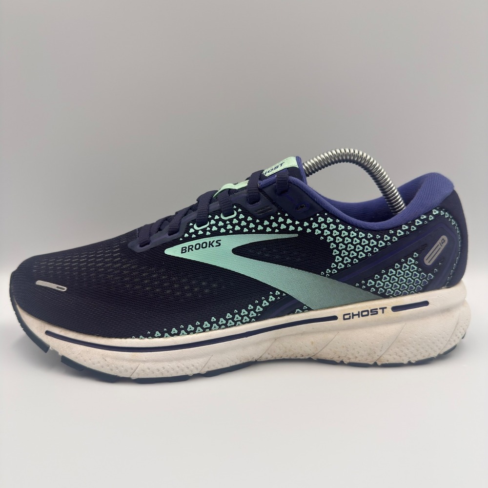 Brooks Ghost 14 Women Size 10 Running Shoes Wide D 1203561D446 Navy Teal - Picture 3 of 10